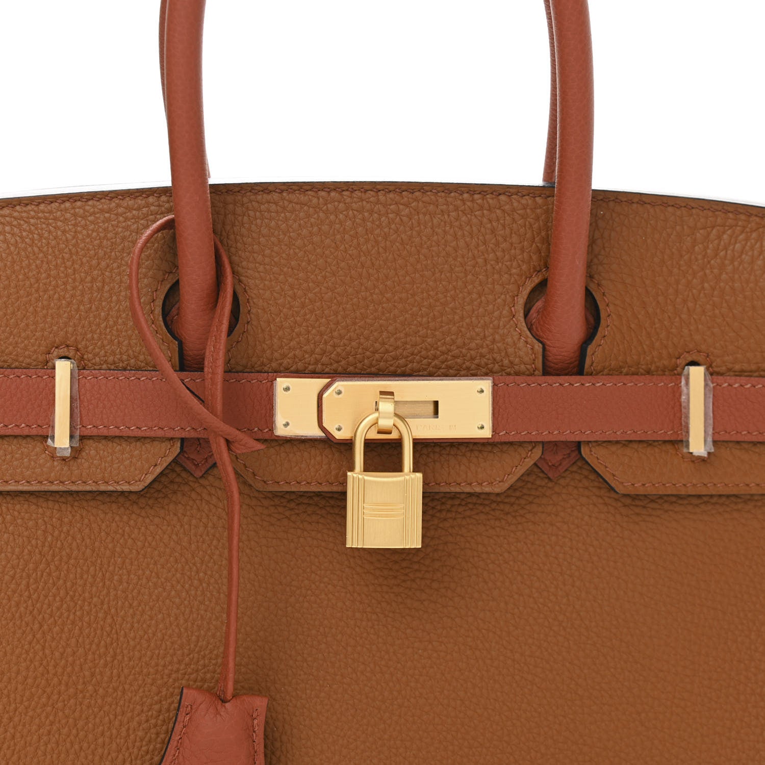 Hermes Togo Bi-Color Horseshoe Birkin 30 Gold Cuivre 8 of 11