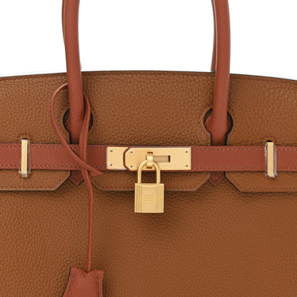 Hermes Togo Bi-Color Horseshoe Birkin 30 Gold Cuivre 8 of 11