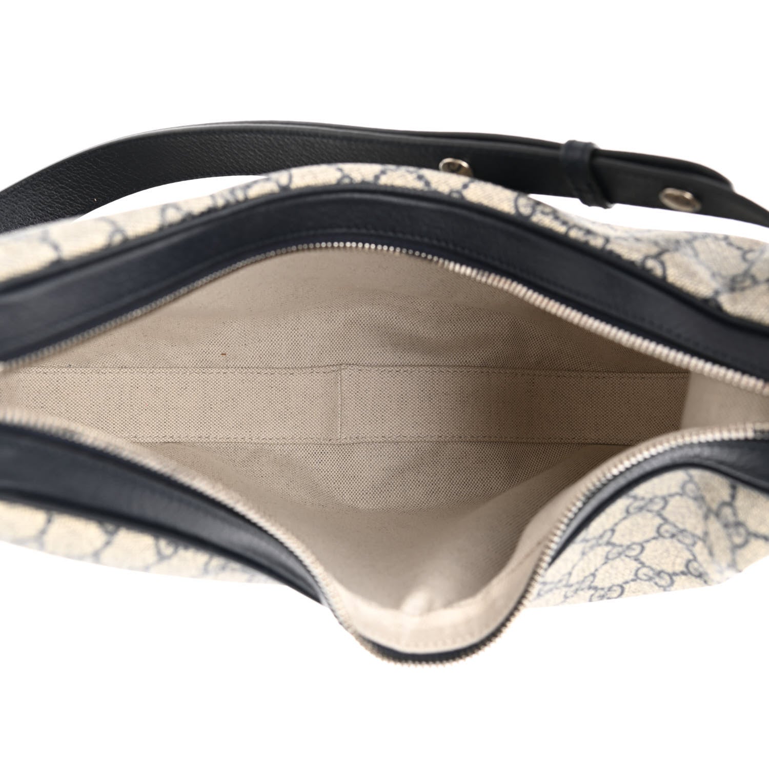 Gucci GG Supreme Monogram Textured Calfskin Web Large Attache Shoulder Bag Beige Blue 5 of 11