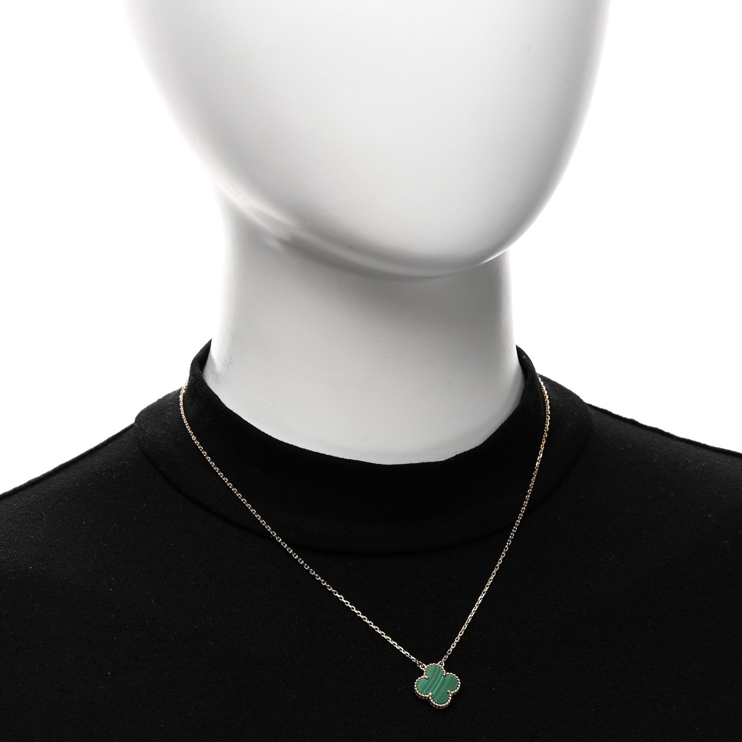 Van Cleef & Arpels 18K Yellow Gold Malachite Vintage Alhambra Pendant Necklace 2 of 6