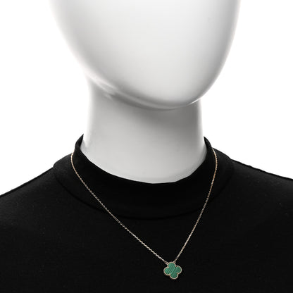 Van Cleef & Arpels 18K Yellow Gold Malachite Vintage Alhambra Pendant Necklace 2 of 6