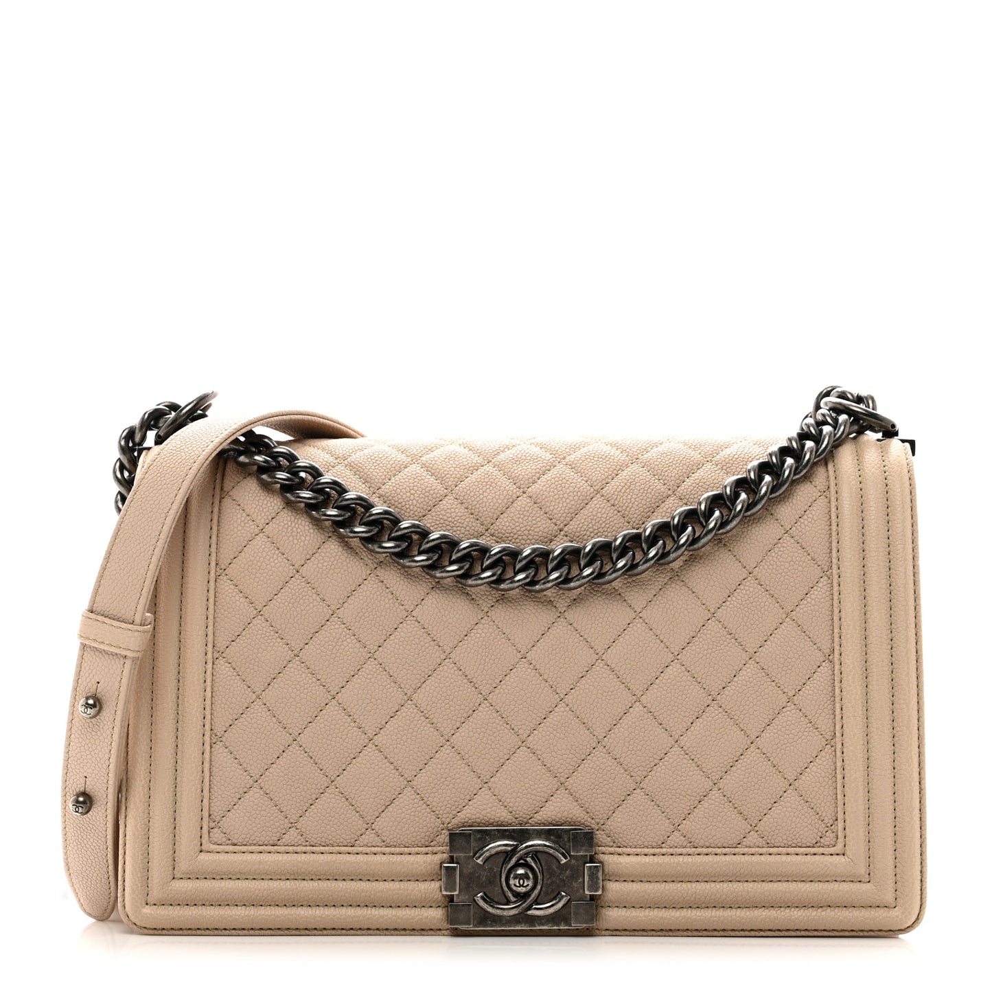 Caviar Quilted New Medium Boy Flap Beige