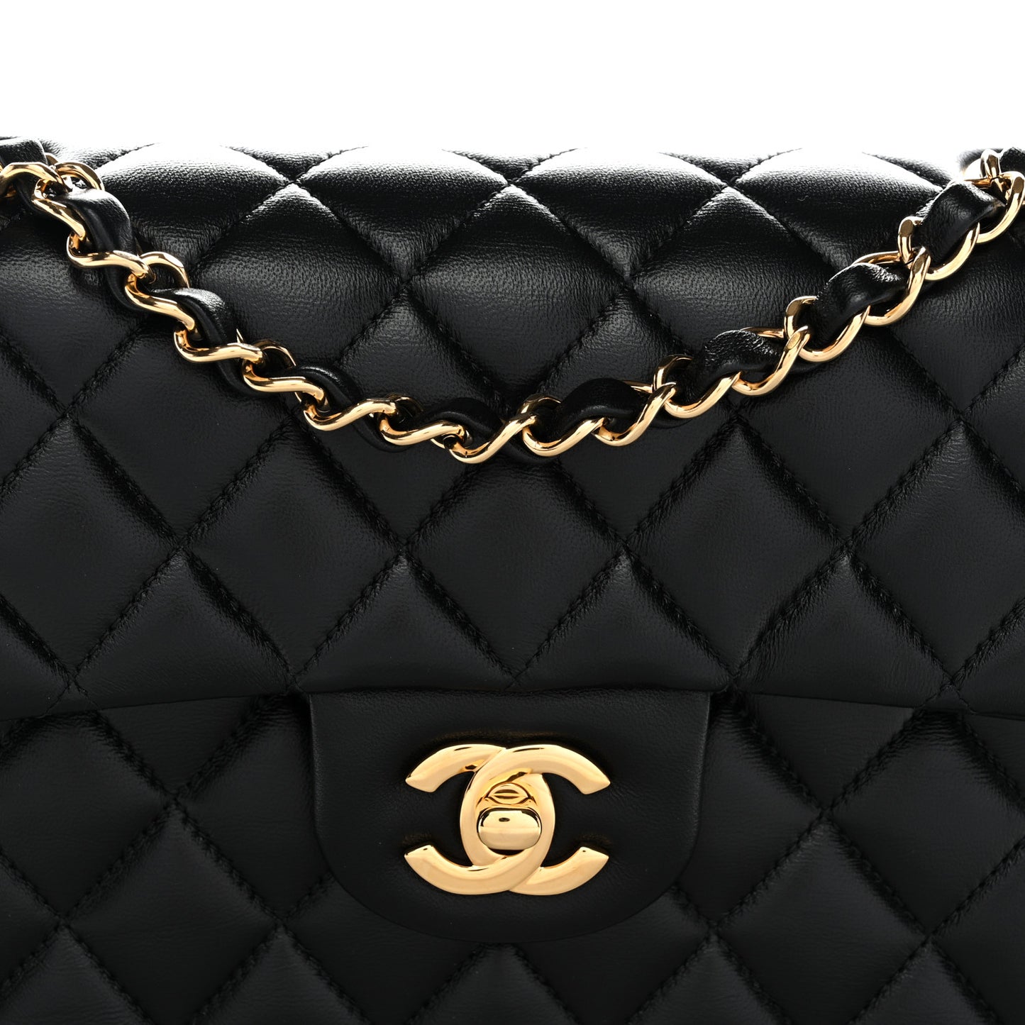 Lambskin Quilted Small Double Flap Black