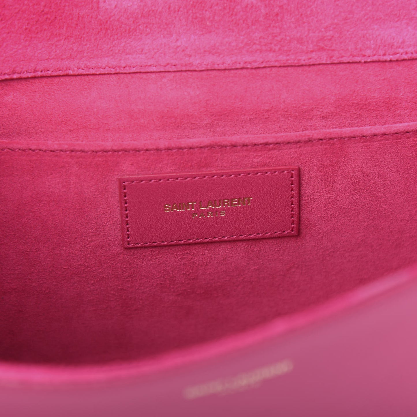 Calfskin Classic Y Ligne Clutch Fuchsia