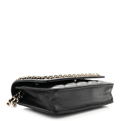 Chanel Lambskin Quilted Chain Around Wallet On Chain WOC Black 4 of 11