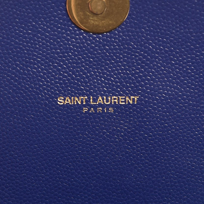 Saint Laurent Grain De Poudre Matelasse Chevron Large Monogram Satchel Blue 6 of 12