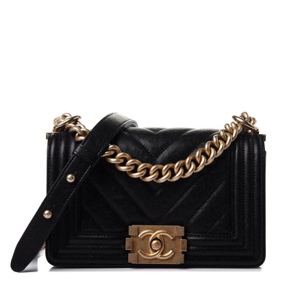 Chanel Caviar Chevron Quilted Small Boy Flap Black 1 of 4
