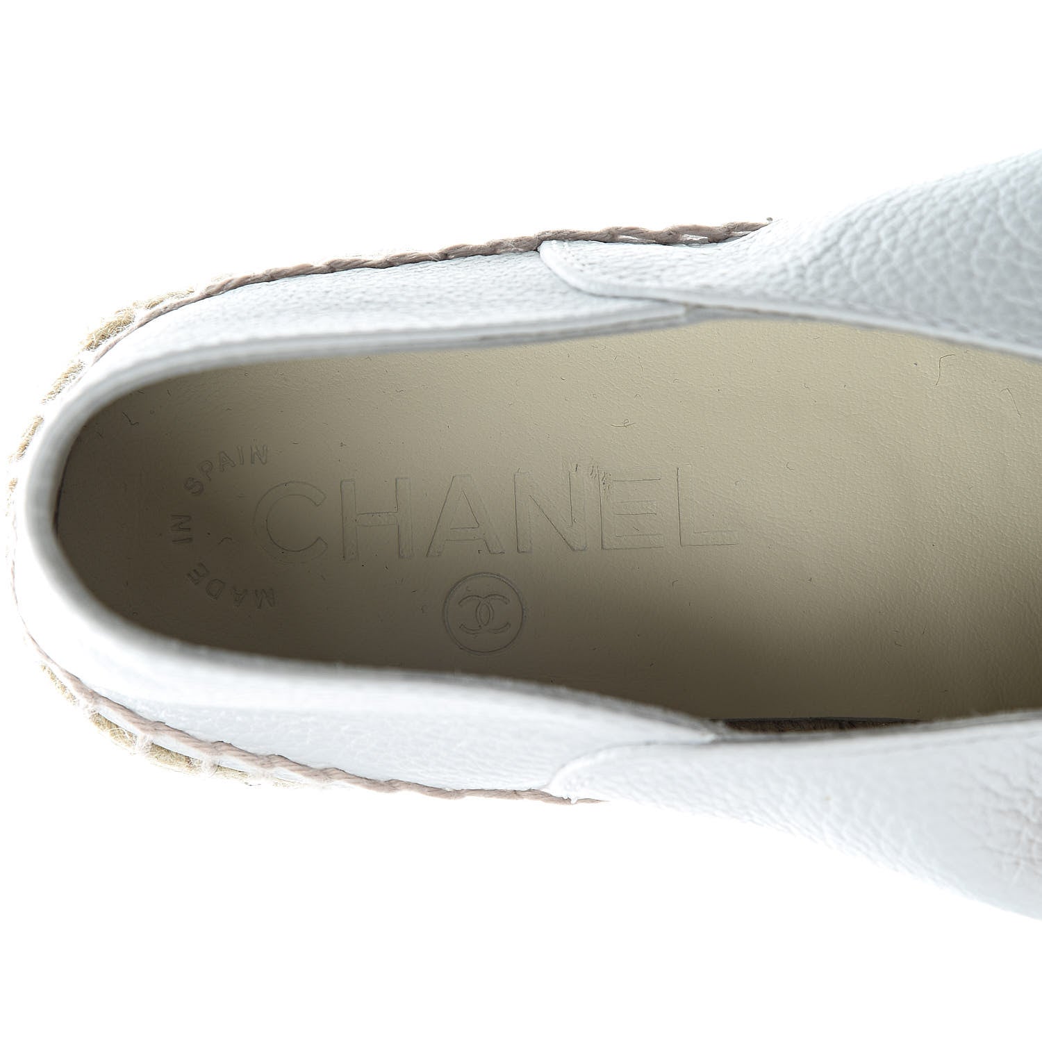 Chanel Grained Calfskin CC Espadrilles 38 White Black 5 of 10