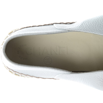Chanel Grained Calfskin CC Espadrilles 38 White Black 5 of 10