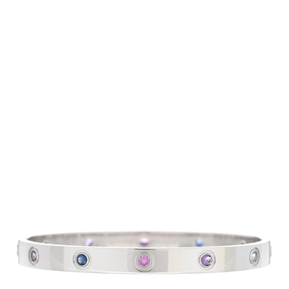 Cartier 18K White Gold Aquamarine Sapphire Spinel Amethyst LOVE Bracelet 17 2 of 7