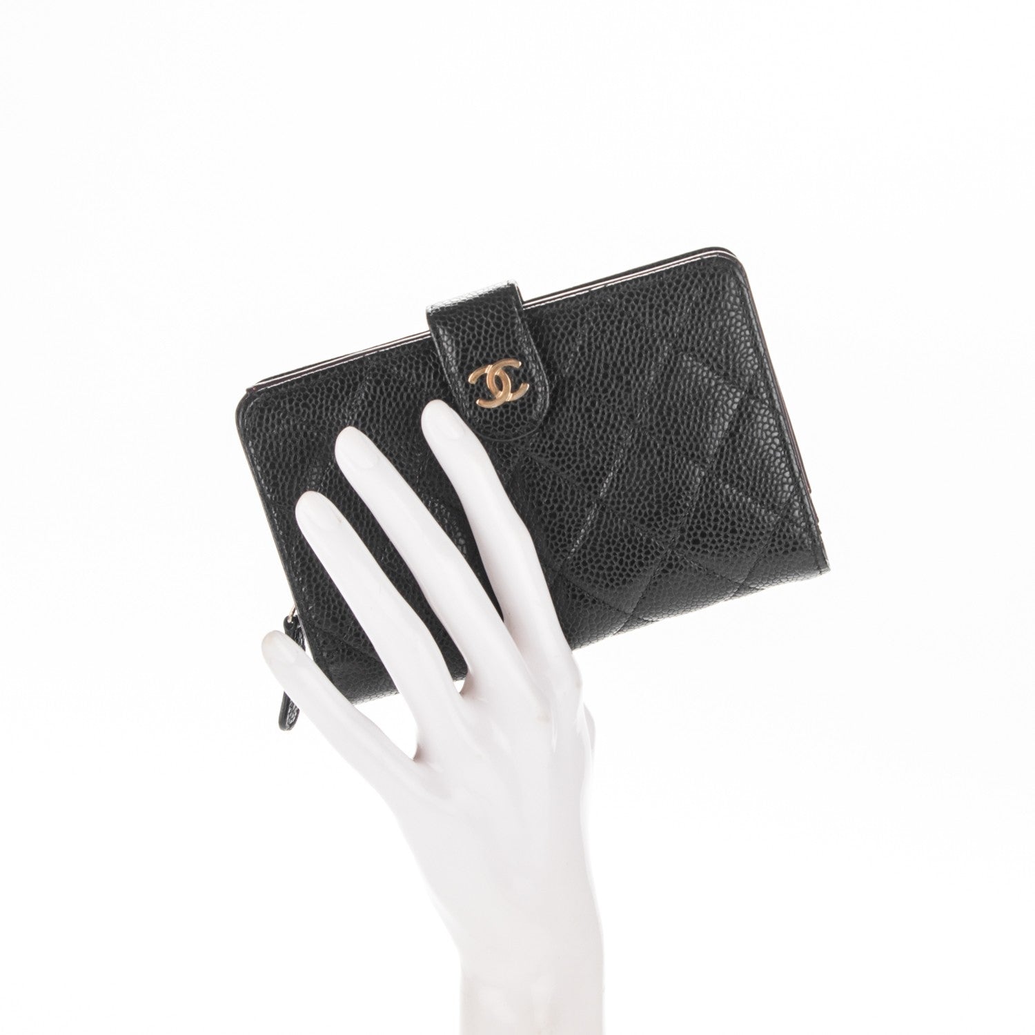 Chanel Caviar Quilted Zipped Pocket Wallet Black 2 of 7