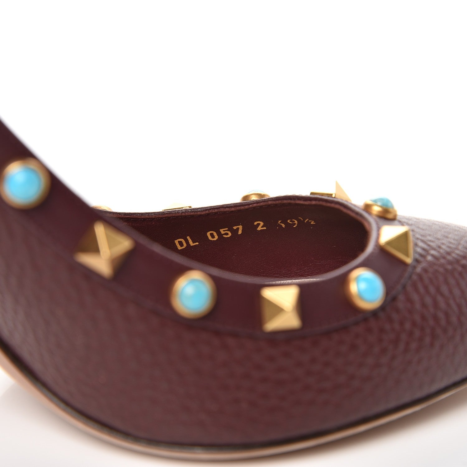 Valentino Garavani Pebbled Calfskin Rockstud Rolling 100mm Pumps 39.5 Rubin 8 of 10