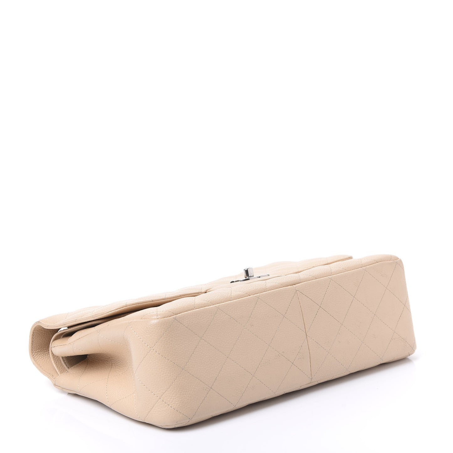 Caviar Quilted Jumbo Double Flap Beige Clair