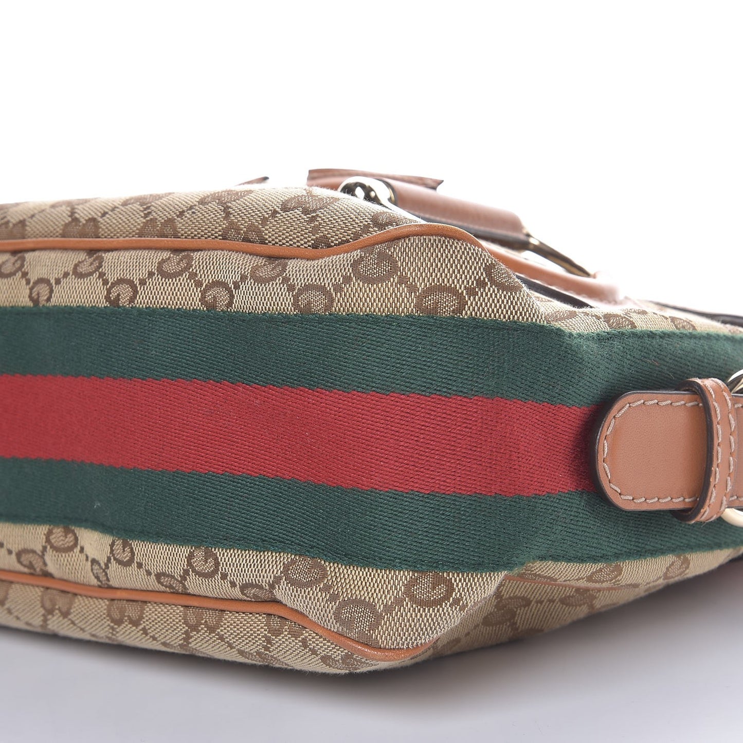 Monogram Large Horsebit Web Hobo Tan