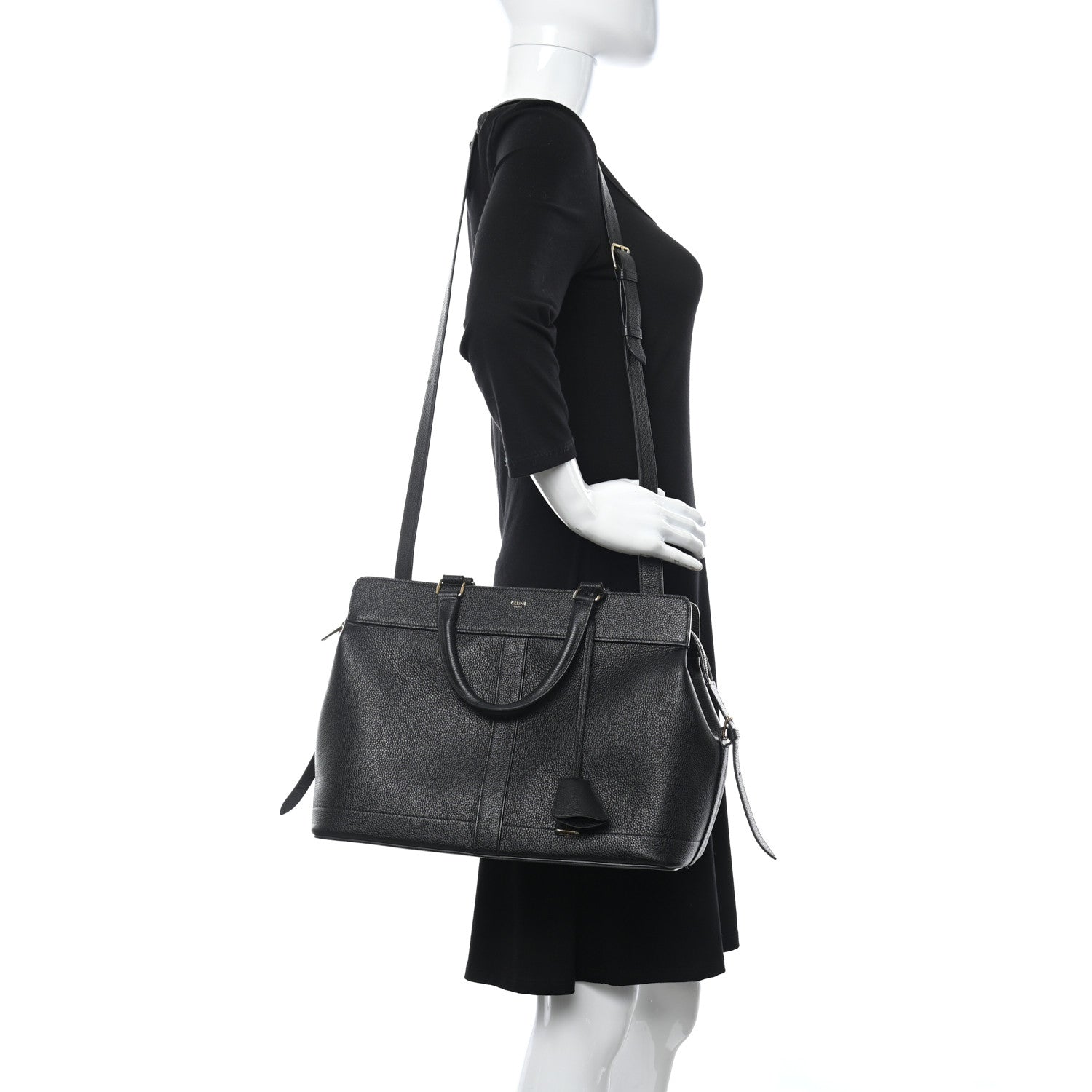 Celine Grained Calfskin Medium Cabas De France Black 2 of 10