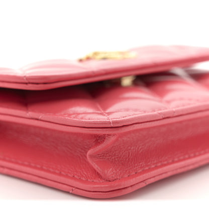 Chanel Shiny Lambskin Quilted Card Holder On Chain Pink 9 of 10