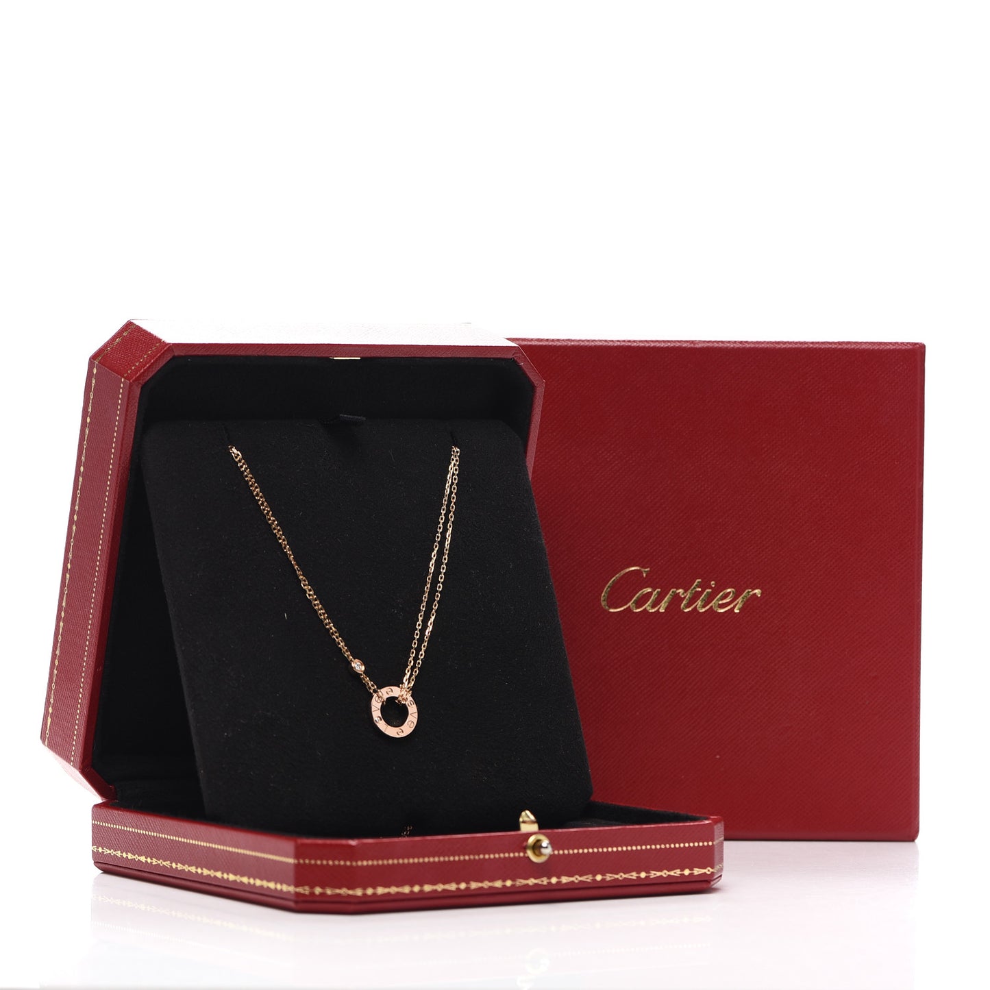 18K Yellow Gold 2 Diamond LOVE Necklace