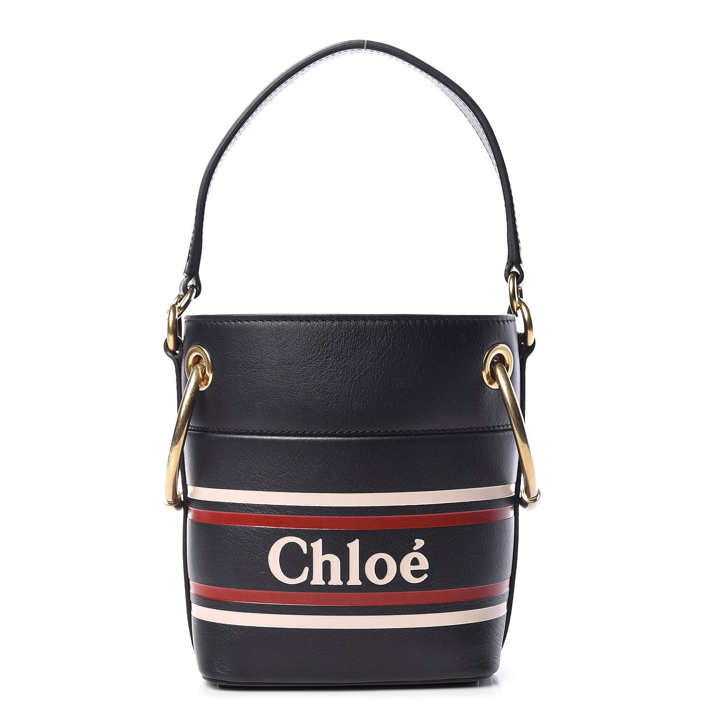 Smooth Calfskin Logo Mini Roy Bucket Bag Full Blue