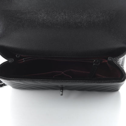 Chanel Caviar Chevron Quilted Small Coco Handle Flap So Black 5 of 11