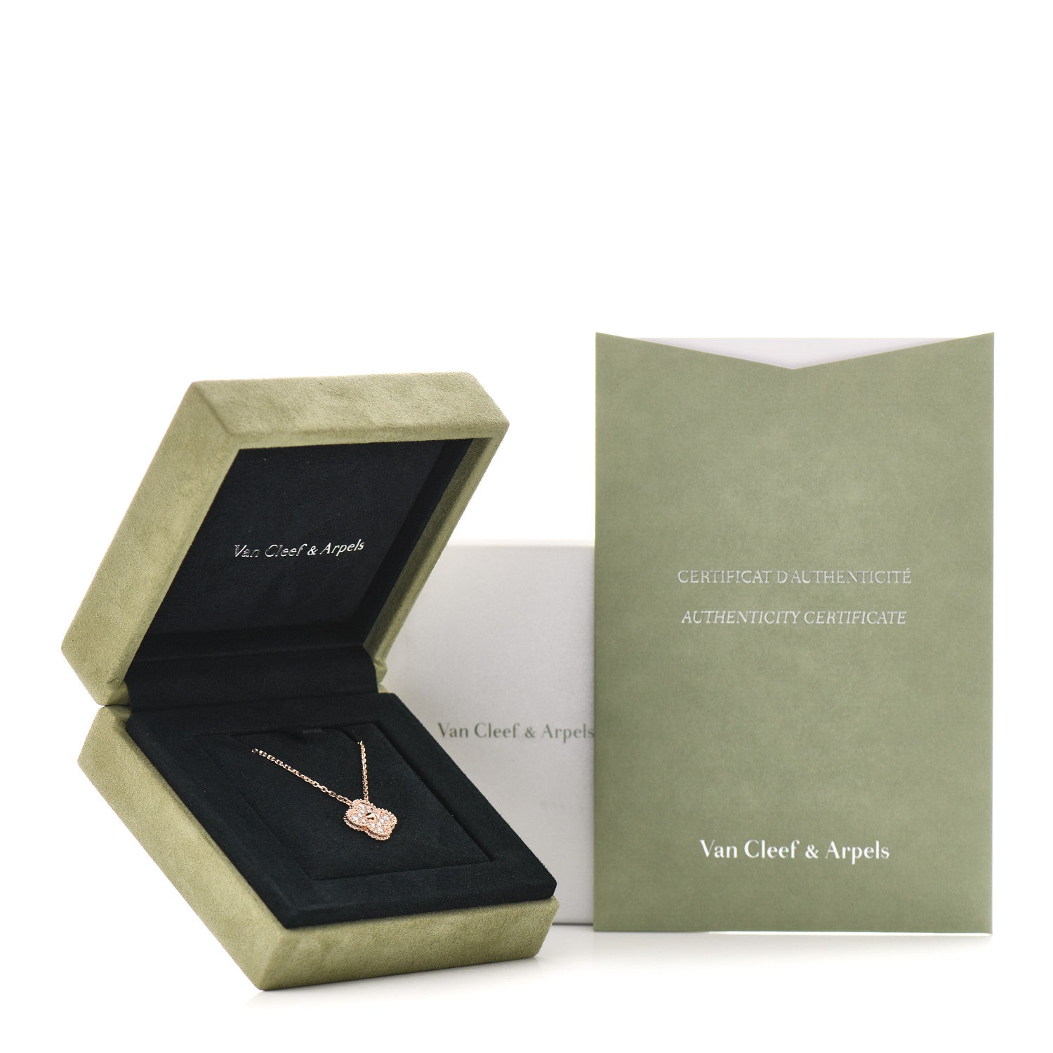 Van Cleef & Arpels 18K Rose Gold Diamond Vintage Alhambra Pendant Necklace 6 of 6