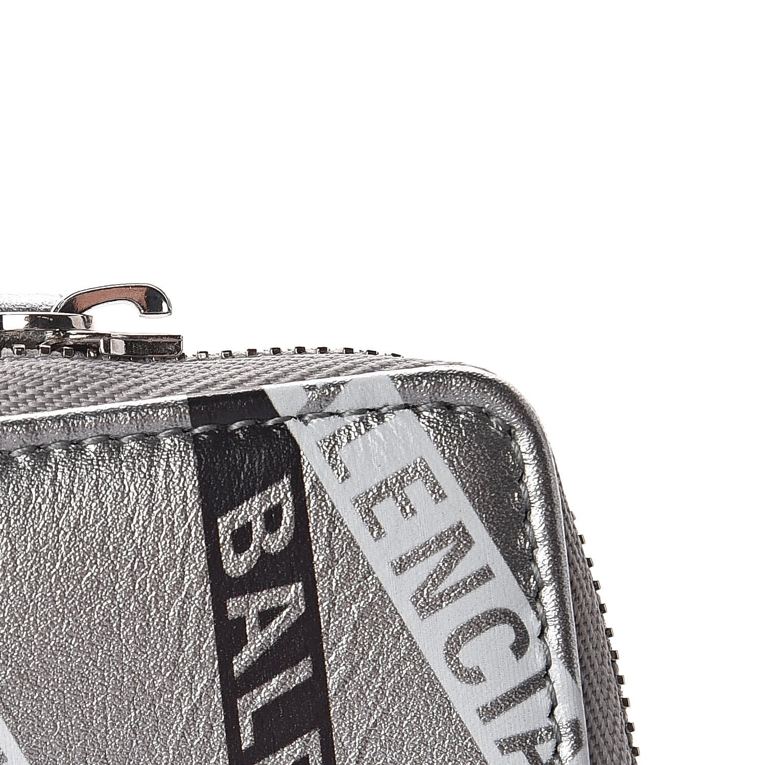 Balenciaga Metallic Calfskin Losange Monogram Everyday Zip Around Card Case Silver Black White 8 of 8