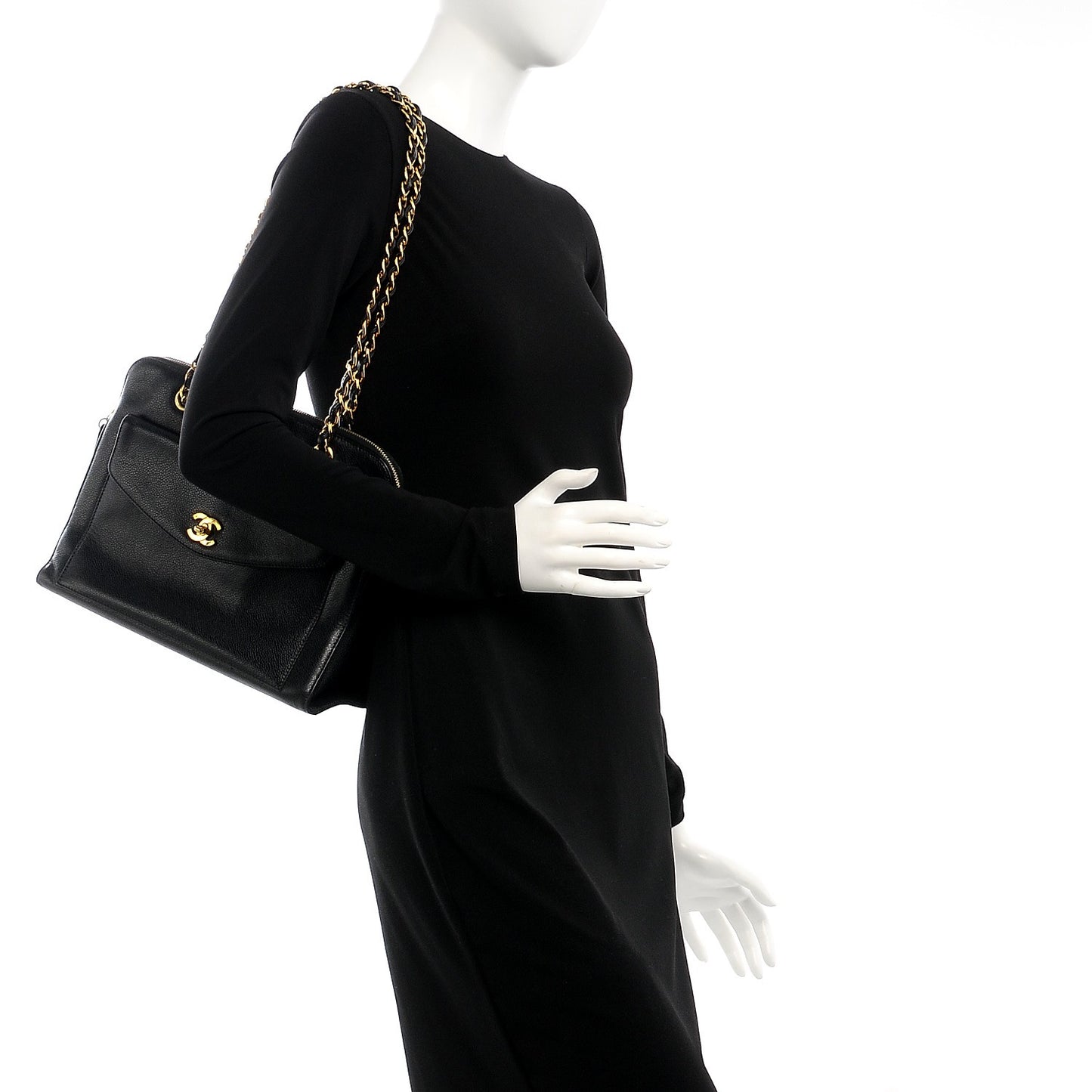 Caviar Flap Shoulder Bag Black
