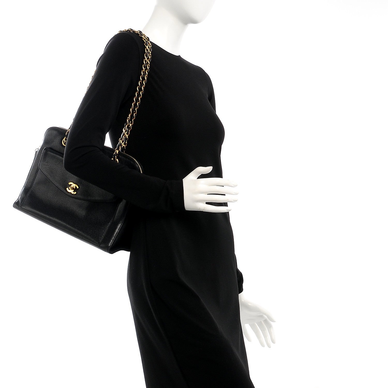 Chanel Caviar Flap Shoulder Bag Black 2 of 7