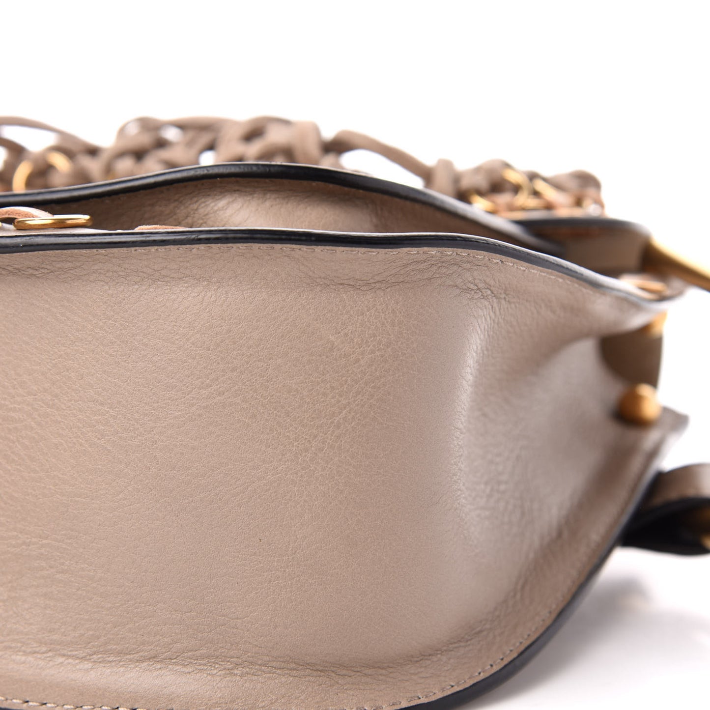 Calfskin Suede Small Hudson Fringe Shoulder Bag Motty Grey