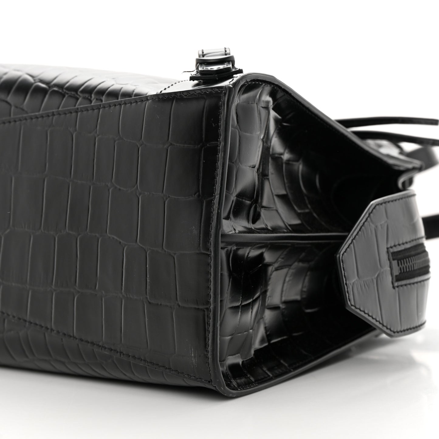 Semi Shiny Calfskin Crocodile Embossed Neo Classic Black Hardware S City Black