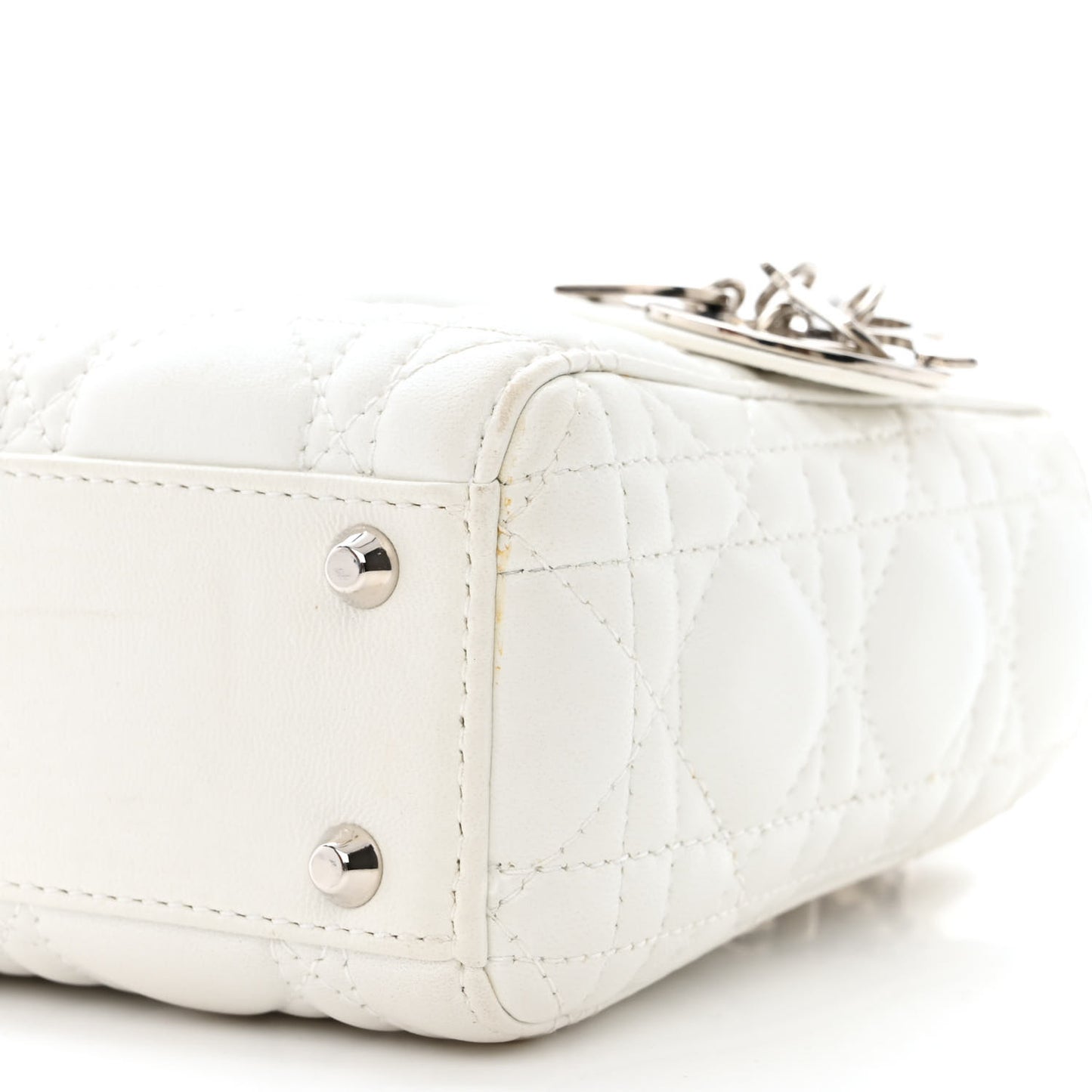 Lambskin Cannage Mini Lady Dior White