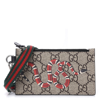 Gucci GG Supreme Monogram Kingsnake Lanyard Coin Case Card Holder 1 of 6