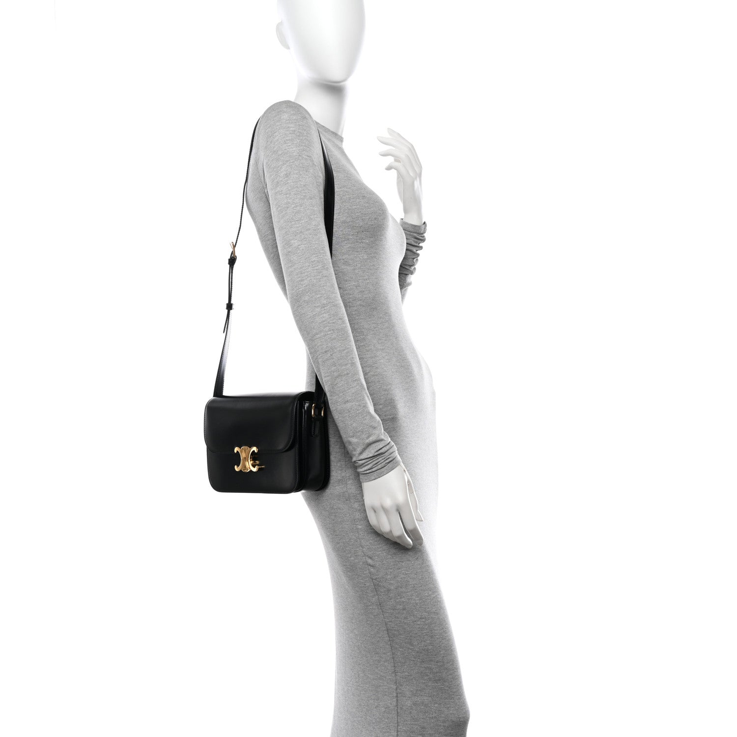Celine Shiny Calfskin Medium Triomphe Black 2 of 15