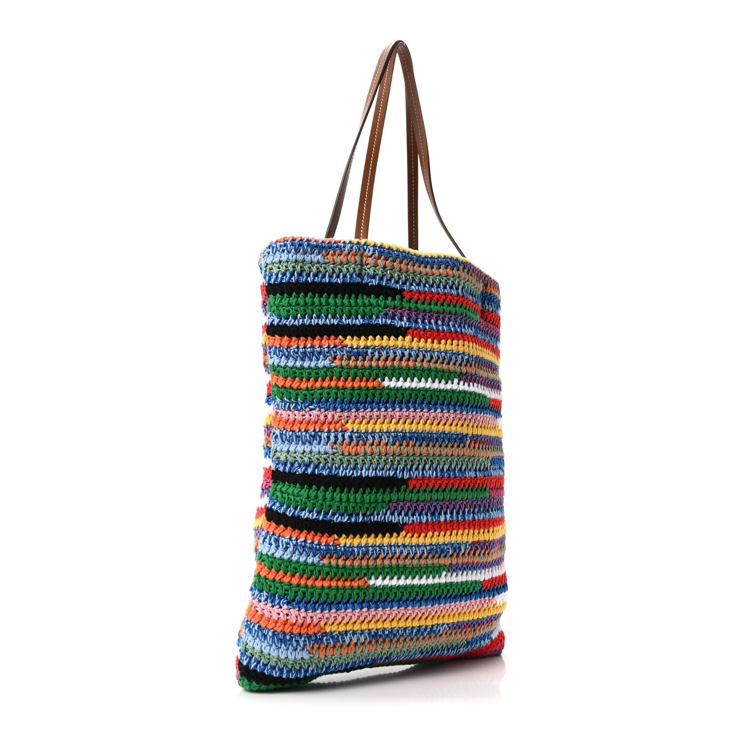Miu Miu Cotton Crochet Stripe Vertical Tote Bag Multicolor 3 of 10