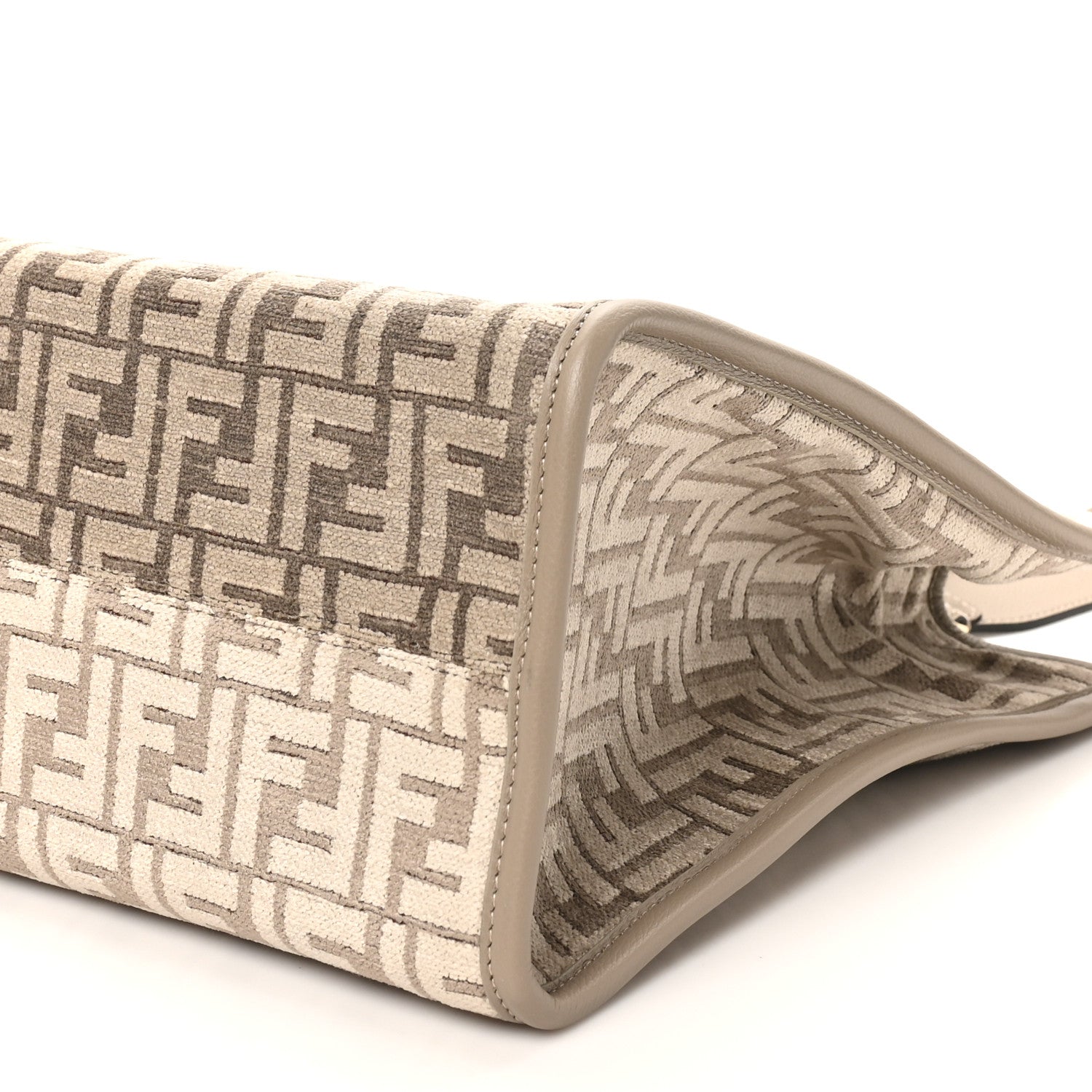 Fendi Chenille Vitello Cher FF Medium Fendi Sunshine Shopper Tote Tortora 9 of 10