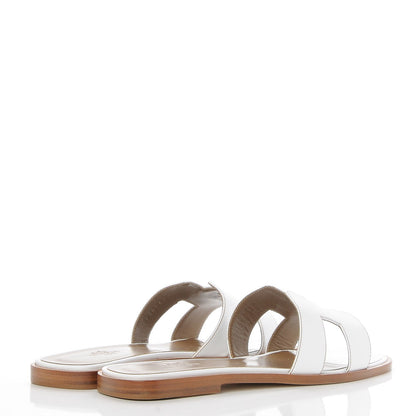 Hermes Box Calfskin Oran Sandals 38 White 4 of 8