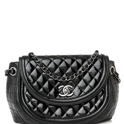 Chanel Lambskin Patent Classic Twist Crescent Flap Bag Black 8 of 11