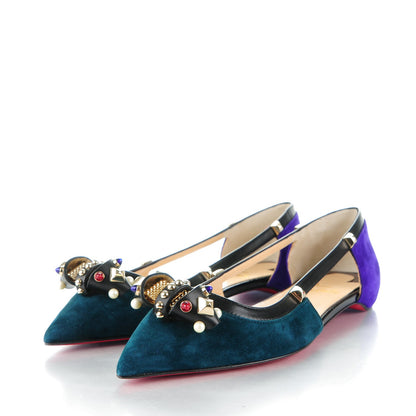 Christian Louboutin Veau Velours Nappa Tudor Young Flats 38 Version Multi 3 of 8