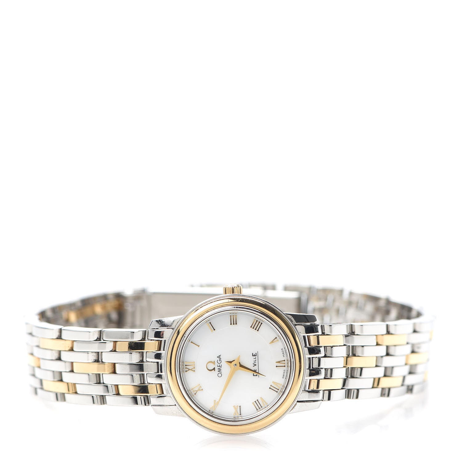 Omega Stainless Steel 18K Yellow Gold Mother of Pearl 22mm De Ville Quartz Watch 4370.71 2 of 6