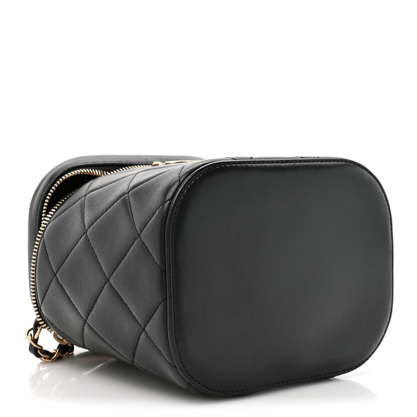 Lambskin Quilted Trendy Vanity Case Black