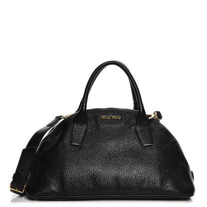Miu Miu Goatskin Madras Bauletto Top Handle Tote Nero Black 1 of 8