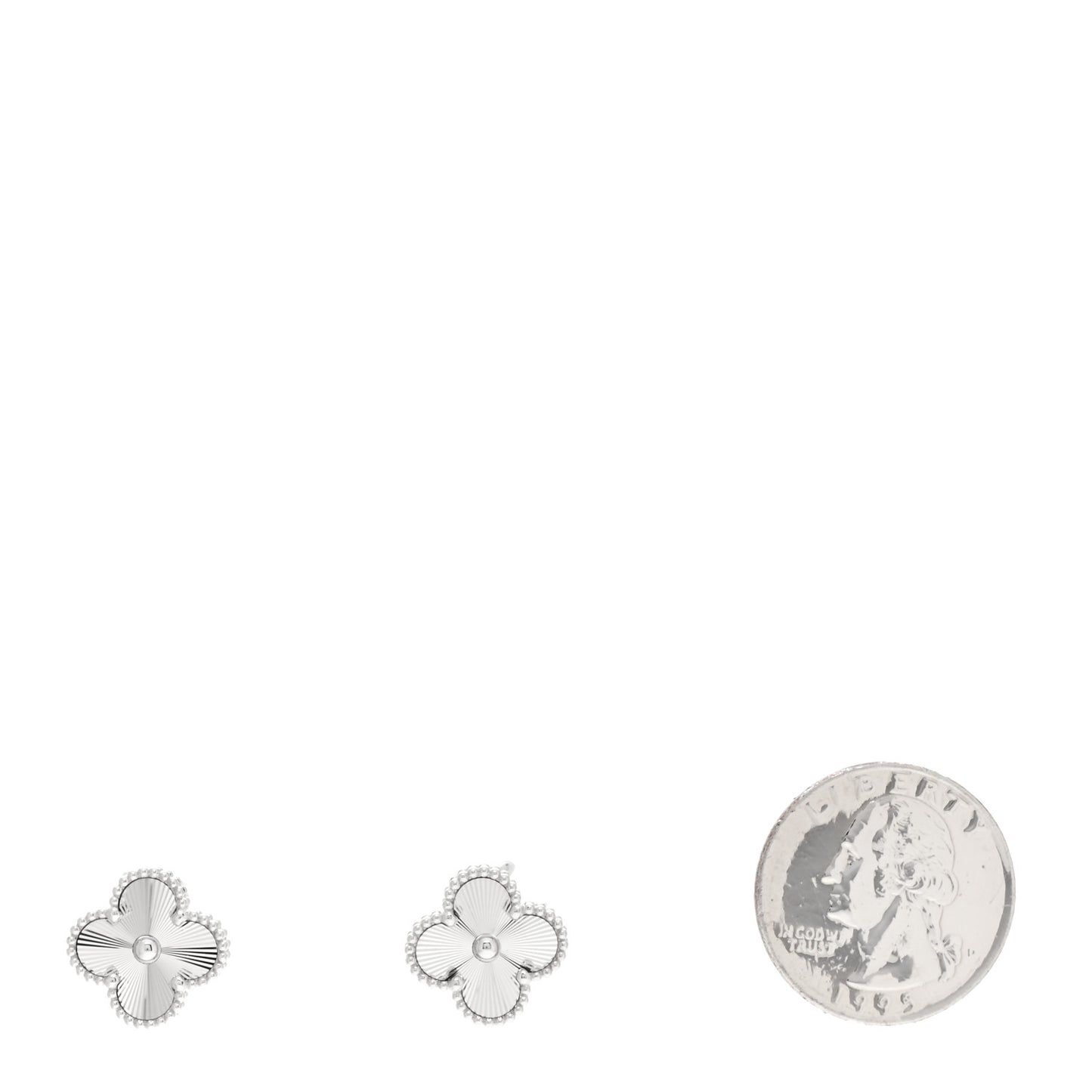 18K White Gold Guilloche Vintage Alhambra Earrings