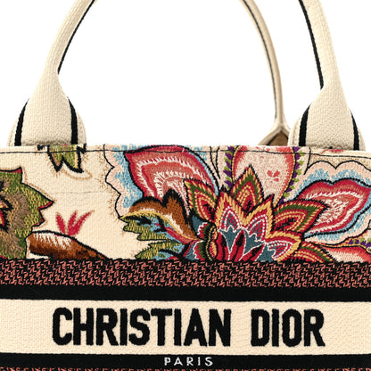 Christian Dior Canvas Embroidered Floral Panier Chapeau Tote White Multicolor 9 of 12