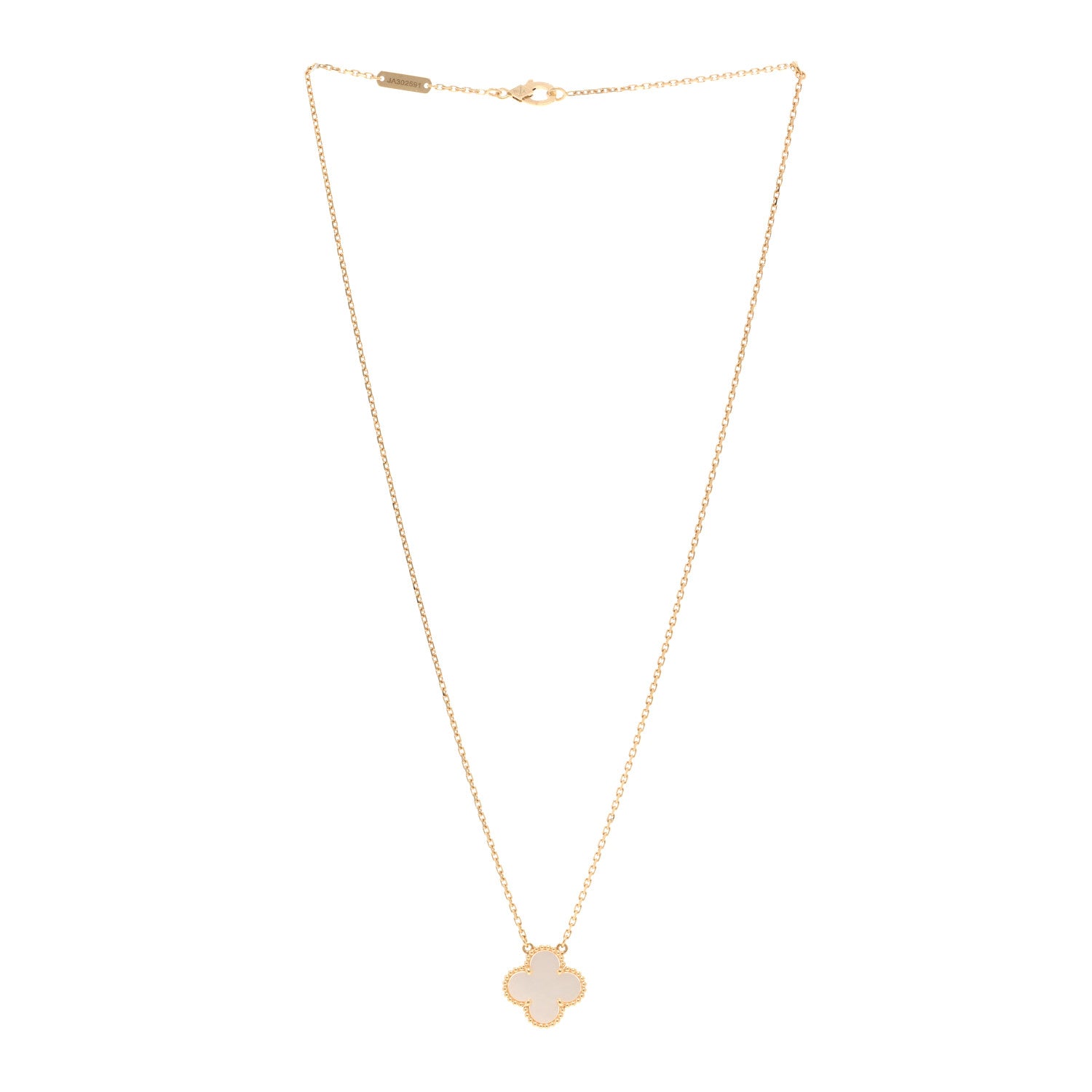 Van Cleef & Arpels 18K Yellow Gold Mother of Pearl Vintage Alhambra Pendant Necklace 4 of 6