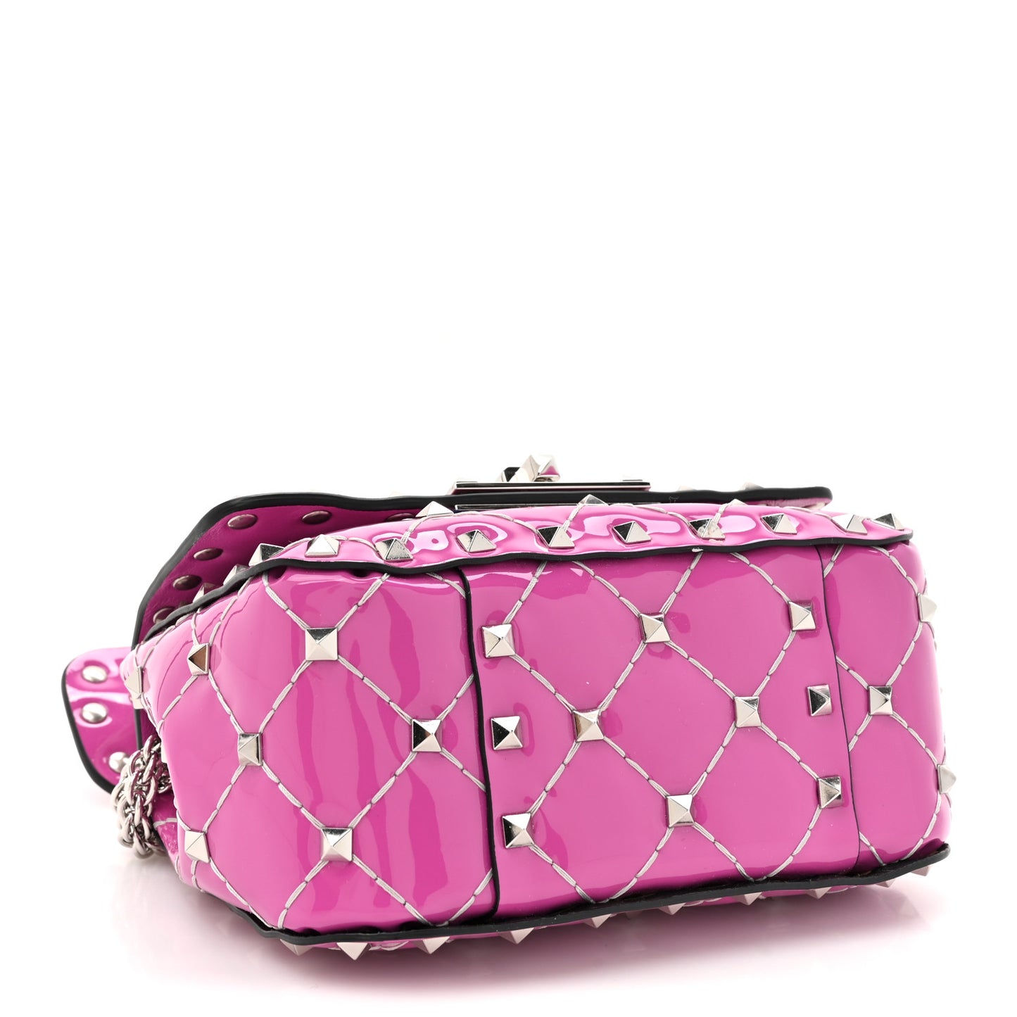 Patent Micro Rockstud Spike Shoulder Bag Radiant Orchid