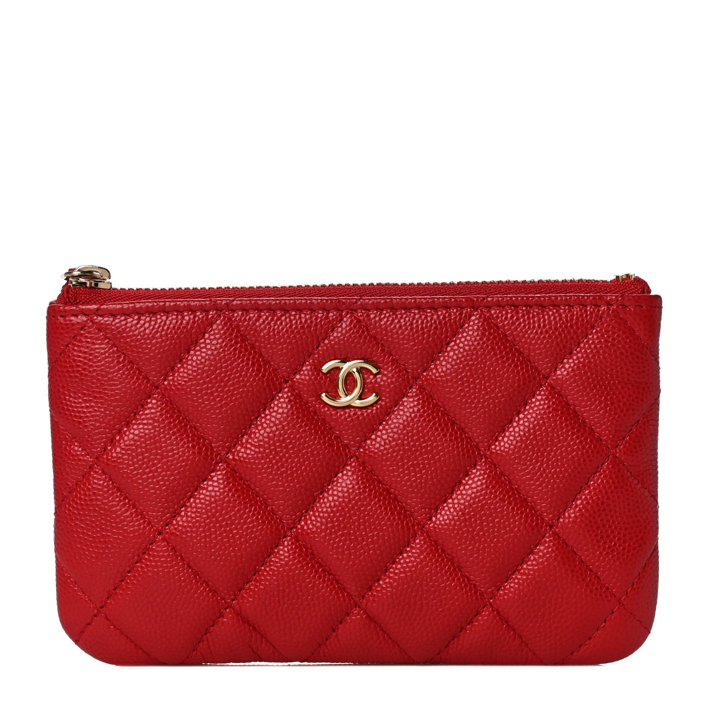 Caviar Quilted Small Cosmetic Case Red
