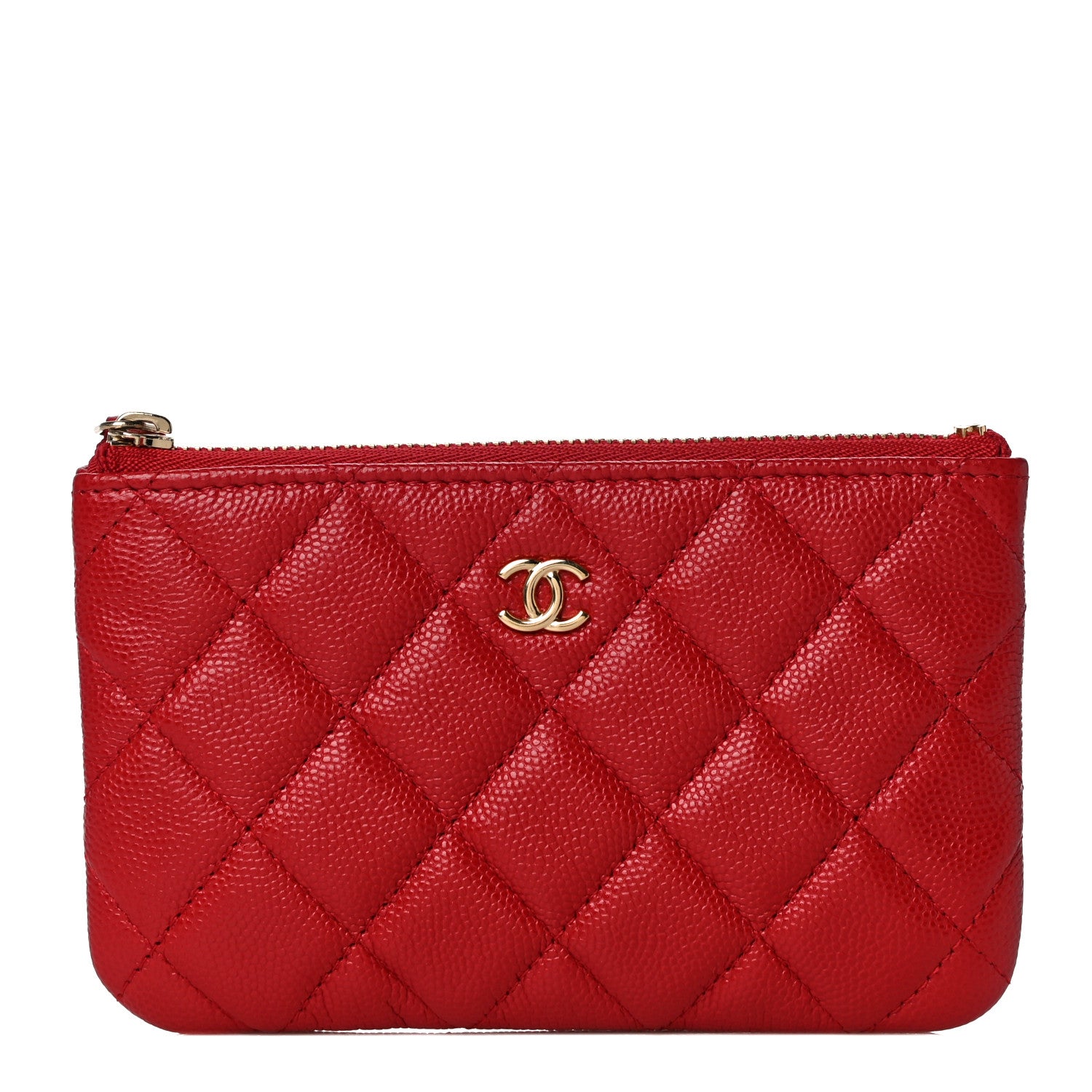 Chanel Caviar Quilted Small Cosmetic Case Red 1 of 12