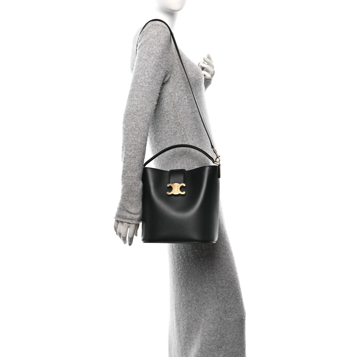 Smooth Calfskin Triomphe Medium Louise Bag Black