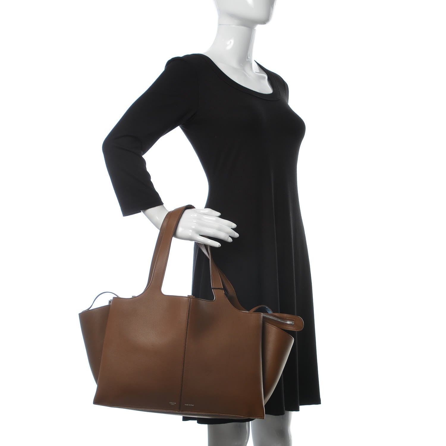 Celine Calfskin Medium Tri-Fold Bag Taupe 2 of 7