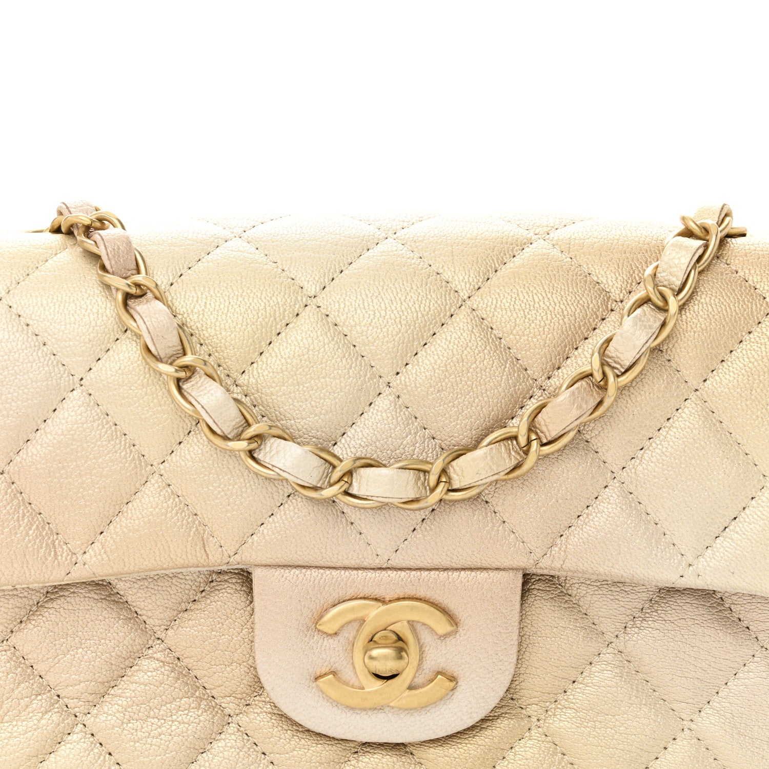Chanel Metallic Goatskin Quilted Mini Rectangular Flap Gold 8 of 11