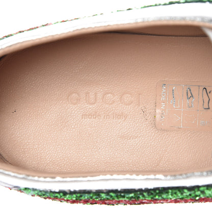 Gucci Glitter Fabric Web Falacer Sneakers 39 Silver 7 of 9